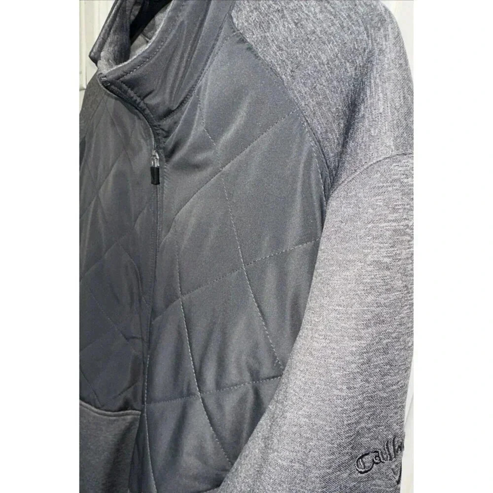 Callaway Men’s L Full Zip Weather Series Jacket Gray w/Dark Gray Quilted Panel